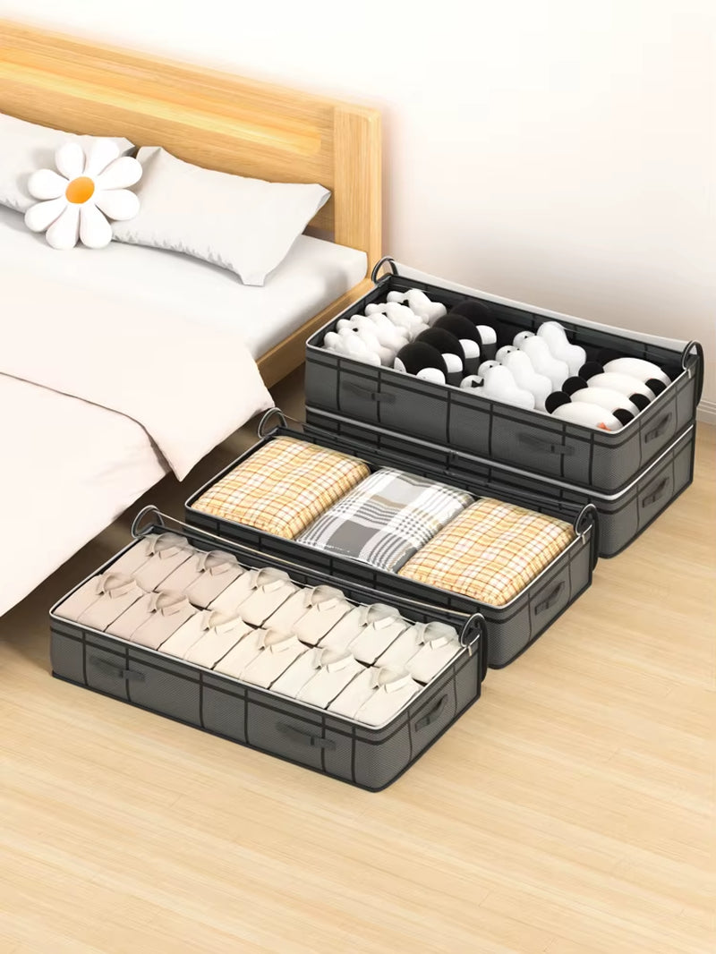 Large Foldable Under-Bed Clothes Storage Bag - Versatile Organizer for Quilts and Apparel in Bedroom or Dormitory