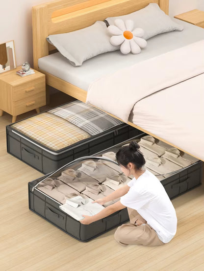 Large Foldable Under-Bed Clothes Storage Bag - Versatile Organizer for Quilts and Apparel in Bedroom or Dormitory