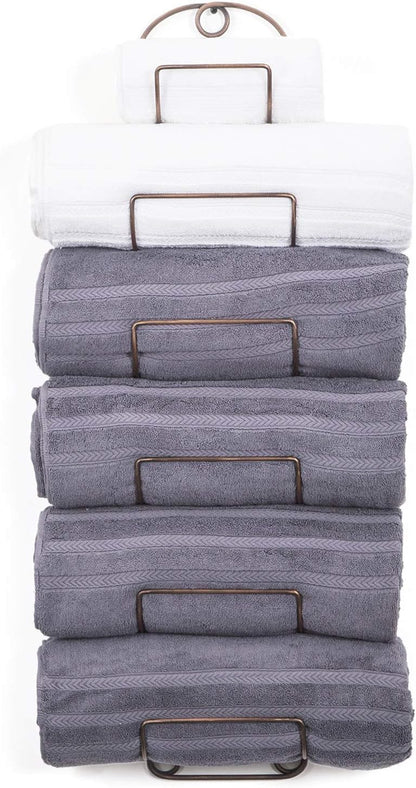Wall-Mounted Antique Bronze Towel Rack and Wine Shelf for Bathroom