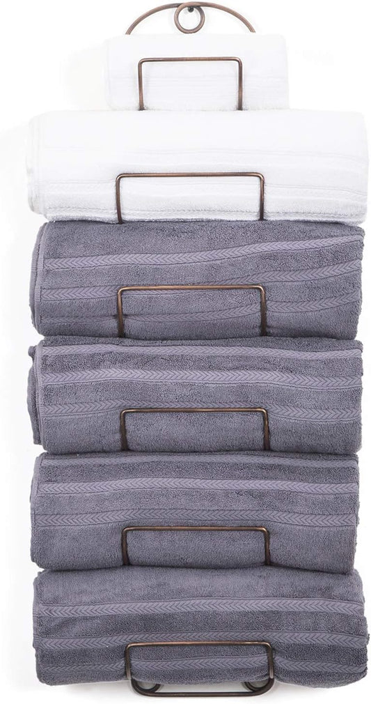 Wall-Mounted Antique Bronze Towel Rack and Wine Shelf for Bathroom