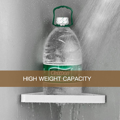 Wall-Mounted Glass Corner Shelves for Bathroom - 2-Tier Tempered Glass Floating Organizer (White)