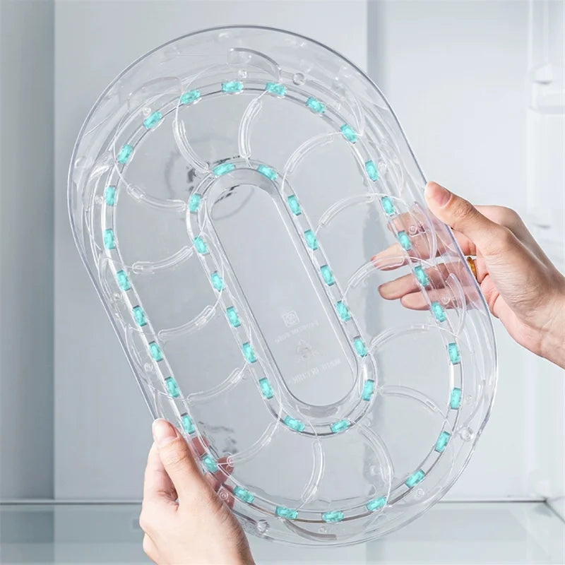 360° Turntable Refrigerator Organizer and Storage Tray for Fridge Rectangular Fridge Organizer Beverage Cans Bins Spice Rack