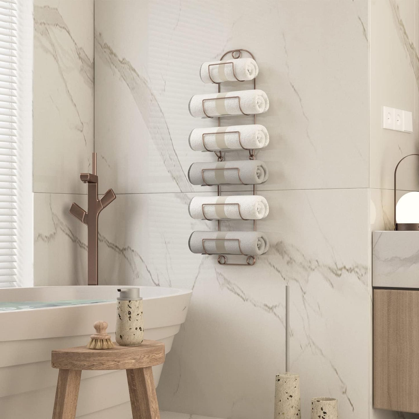Wall-Mounted Antique Bronze Towel Rack and Wine Shelf for Bathroom
