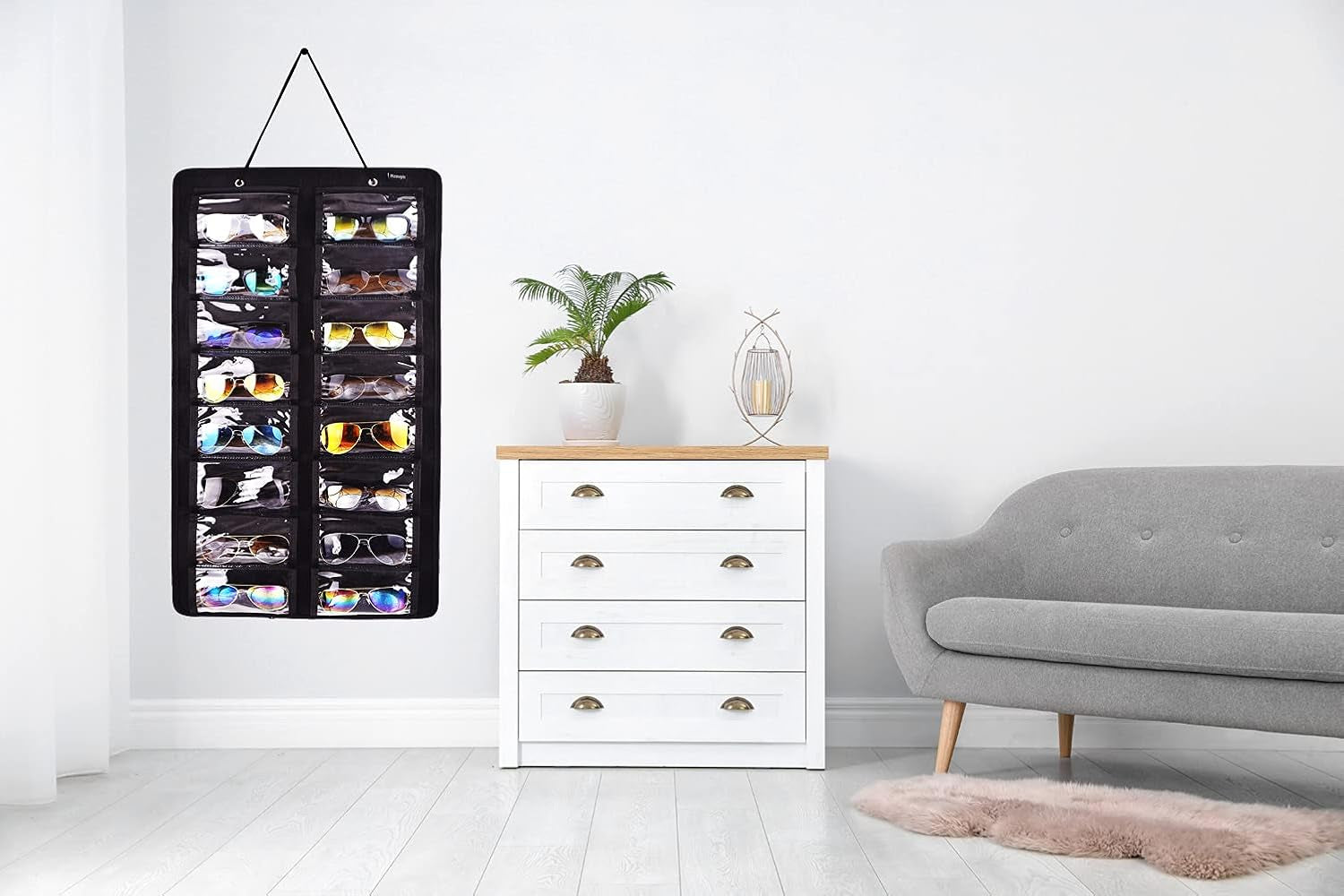Sunglasses Dust-Proof Organizer Storage Wall Mounted Hanging Sunglasses Organizer 16 Slots Glasses Storage Organizer Holder