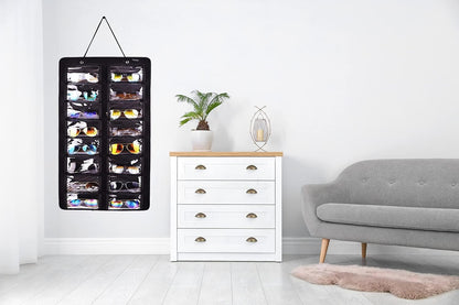 Sunglasses Dust-Proof Organizer Storage Wall Mounted Hanging Sunglasses Organizer 16 Slots Glasses Storage Organizer Holder