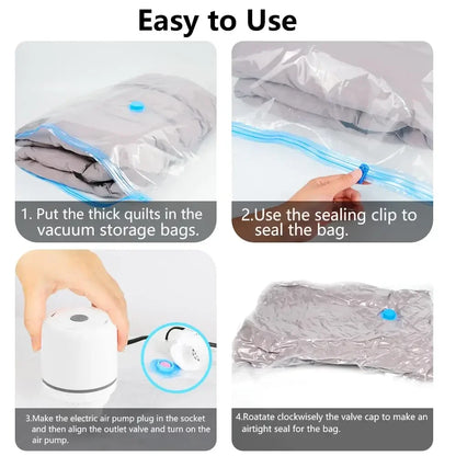 Electric Air Pump for Vacuum Bags, EU, USA, UK, Japan Plug, Suitable for Clothes Storage Bags Labor-Saving Compression Tool
