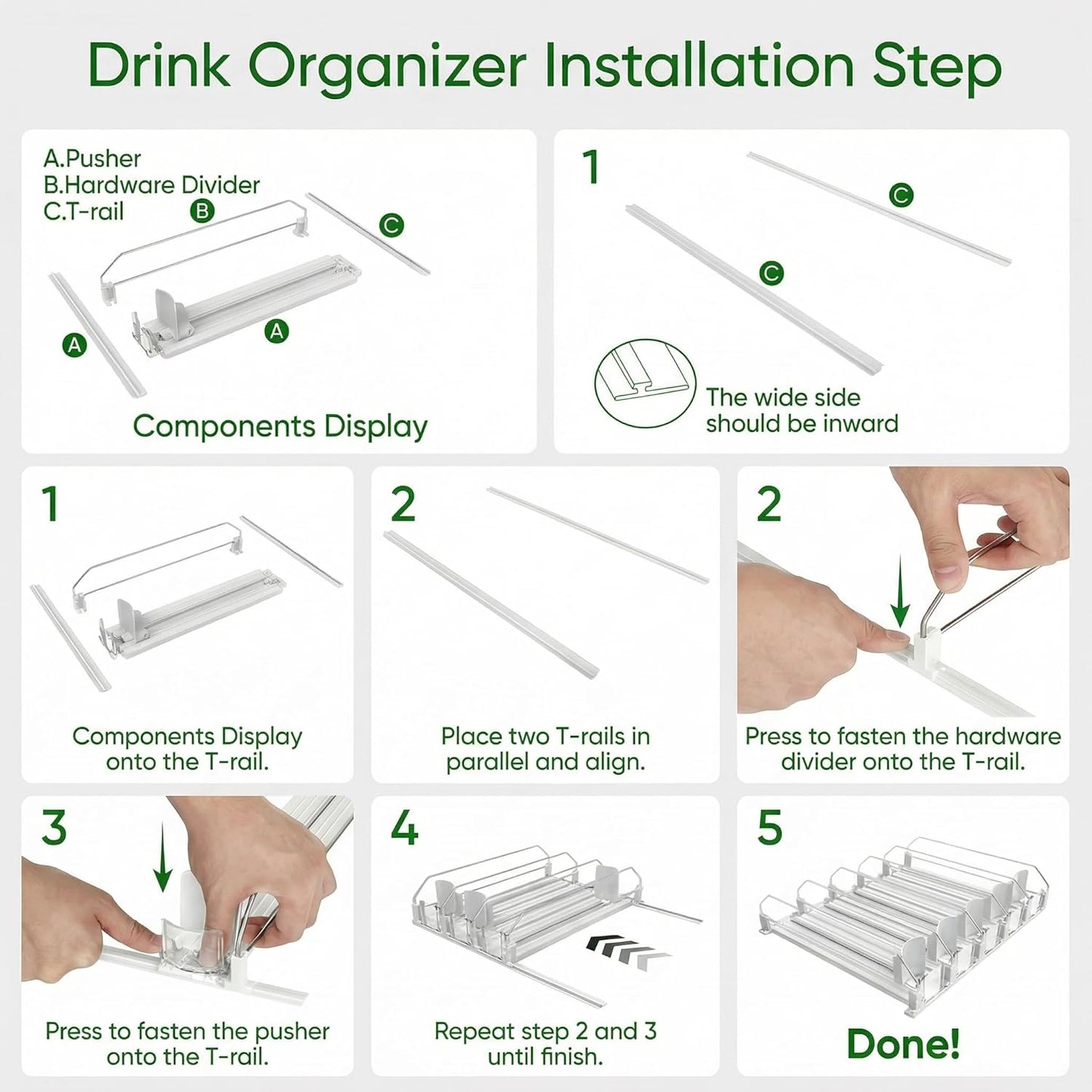 White Fridge Organizer, Automatic Can Dispenser & Drink Rack - Holds up to 25 Cans (12Oz/16Oz/20Oz), Adjustable Gliding Soda & Beer Organizer for Refrigerator - Space Saving Kitchen Storage
