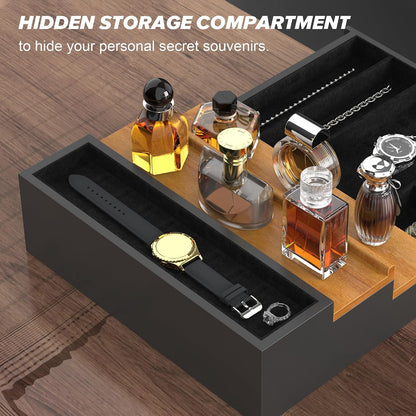 Cologne Organizer for Men, 3 Tier Perfume Stand, Cologne Shelf with Drawer and Hidden Compartment Perfume Display Holder, a Gift for Men