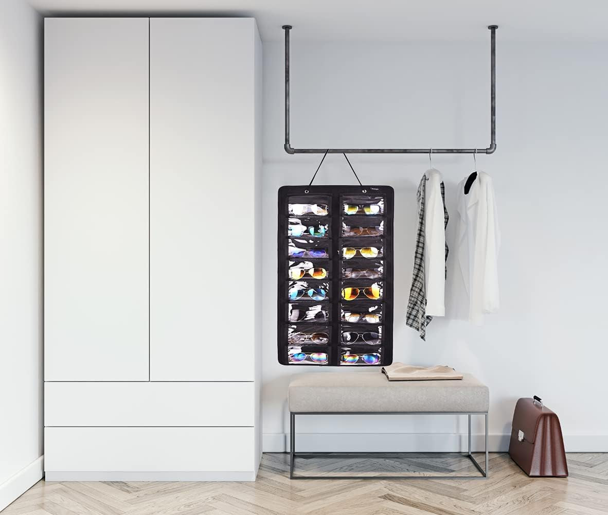 Sunglasses Dust-Proof Organizer Storage Wall Mounted Hanging Sunglasses Organizer 16 Slots Glasses Storage Organizer Holder