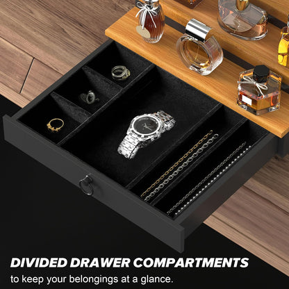 Cologne Organizer for Men, 3 Tier Perfume Stand, Cologne Shelf with Drawer and Hidden Compartment Perfume Display Holder, a Gift for Men