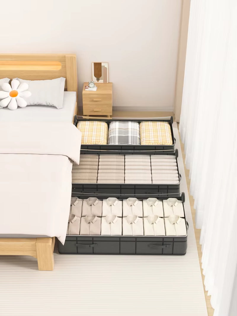 Large Foldable Under-Bed Clothes Storage Bag - Versatile Organizer for Quilts and Apparel in Bedroom or Dormitory